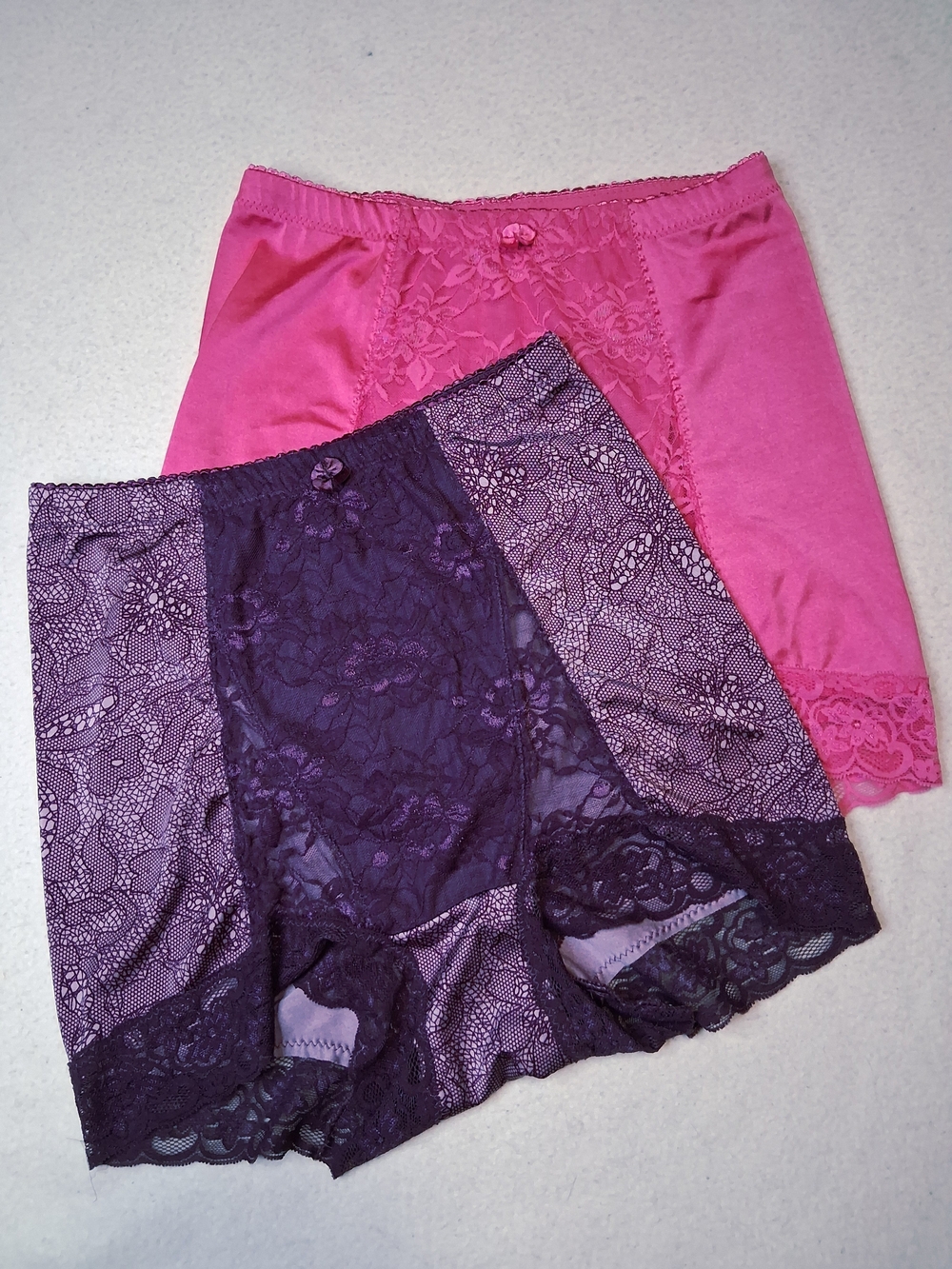 Rhonda Shear Pink and Purple Lace Boyshorts Set